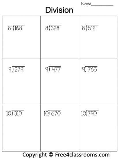 3 Digit by 1 Digit Division .